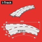 Hacker-Model HCT9672Y - H0 - Bogen Segment 1-gleisig, R 358mm, 60° mit Weiche (1 Stück)